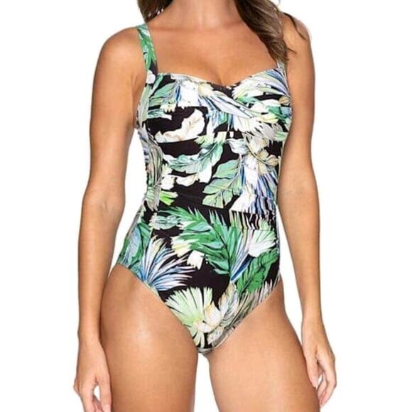 Nip Tuck Swimsuit Twistfront Kakadu Joanne Tummy Control 1 Piece Size 10 Floral - Picture 2 of 9
